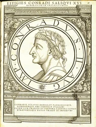 Conradus II Saliquus, illustration from Imperatorum Romanorum Omnium Orientalium et Occidentalium Verissimae Imagines ex Antiquis Numismatis